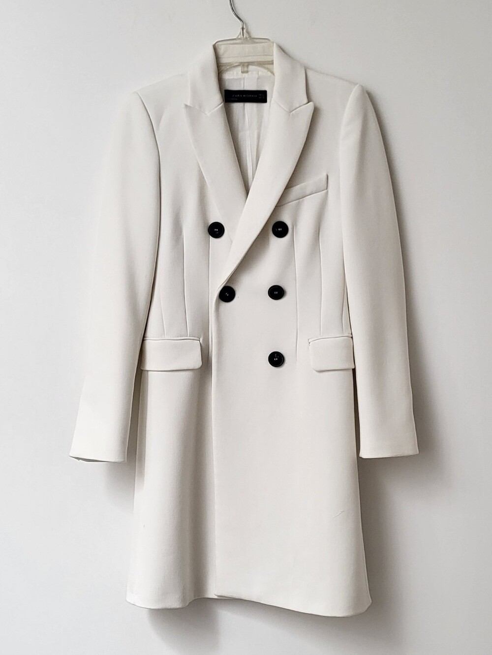Zara Double-Breasted White Blazer Coat